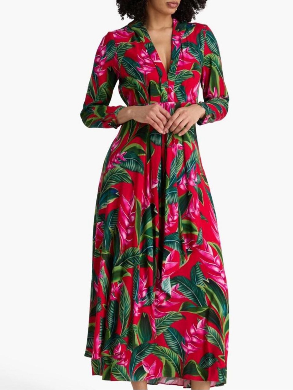 NWT FARM RIO Dream Garden Red Maxi Dress